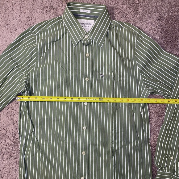 Abercrombie Fitch Muscle Button Up Down Green Work Dress Cotton Business Shirt - Picture 7 of 10
